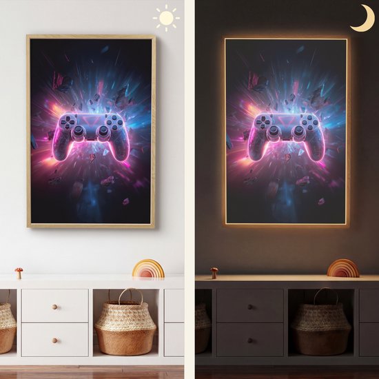 Nachtlampje 70x100 cm - Kinder lamp - Controller - Neon - Explosie - Abstract - Tafellamp kinderkamer draadloos - Slaapkamer lampje - Bedlamp kinderen - Kinderlampje - Wandlamp babykamer - Nachtlampjes van Merkloos — afbeelding 4