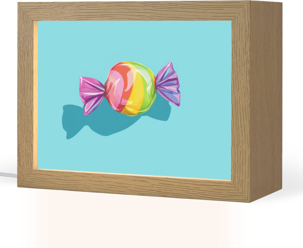 Tafellamp 20x15 cm - LED lamp - Blauw - Snoep - Regenboog - Decoratieve tafellampen - Dimbaar - Tafellampje slaapkamer - Woonkamer binnen
