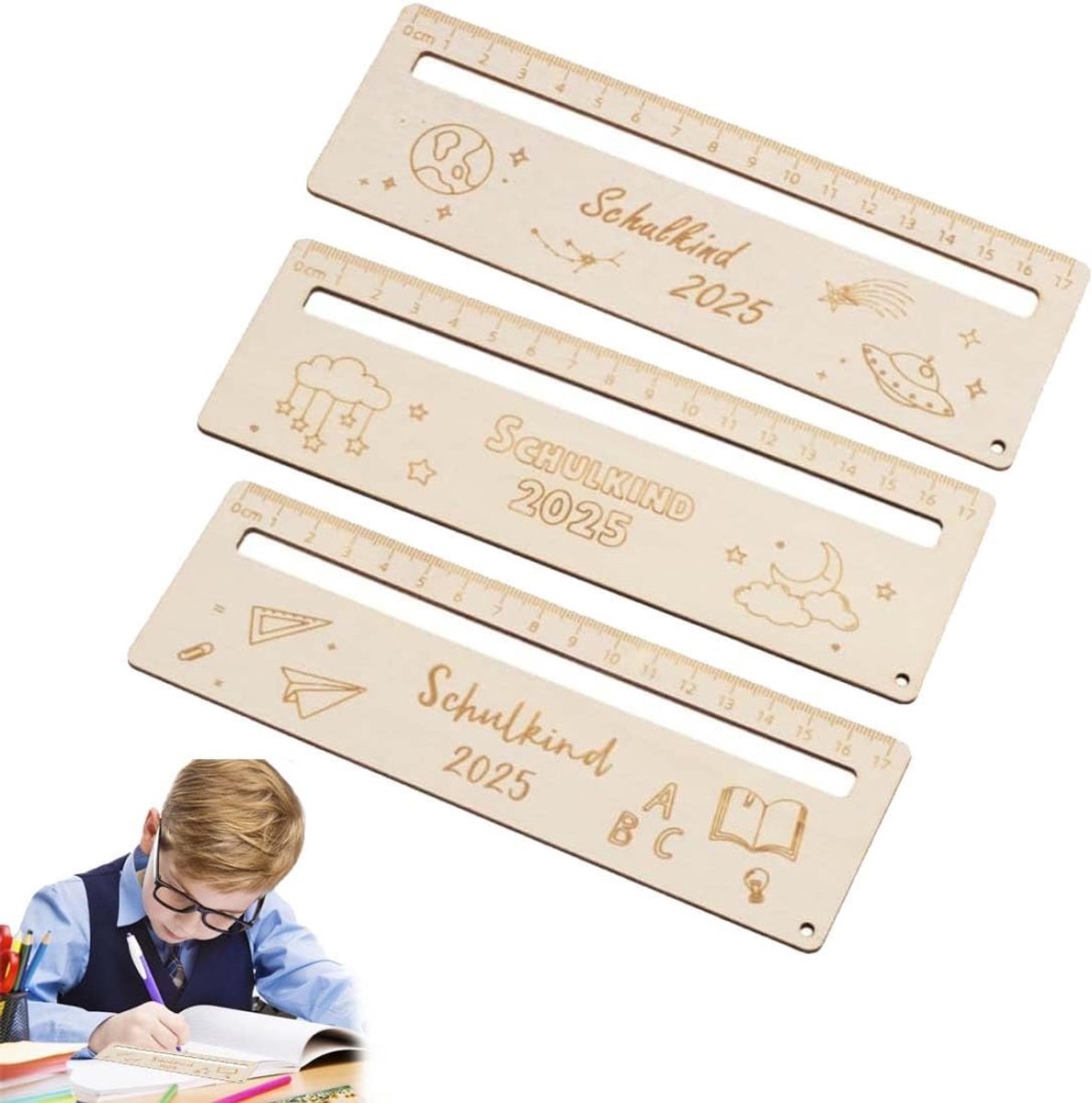 Leeslinialen voor kinderen - Boekenleggers - Verbeteren concentratie - Houten materiaal - 3 stuks - Houtkleur