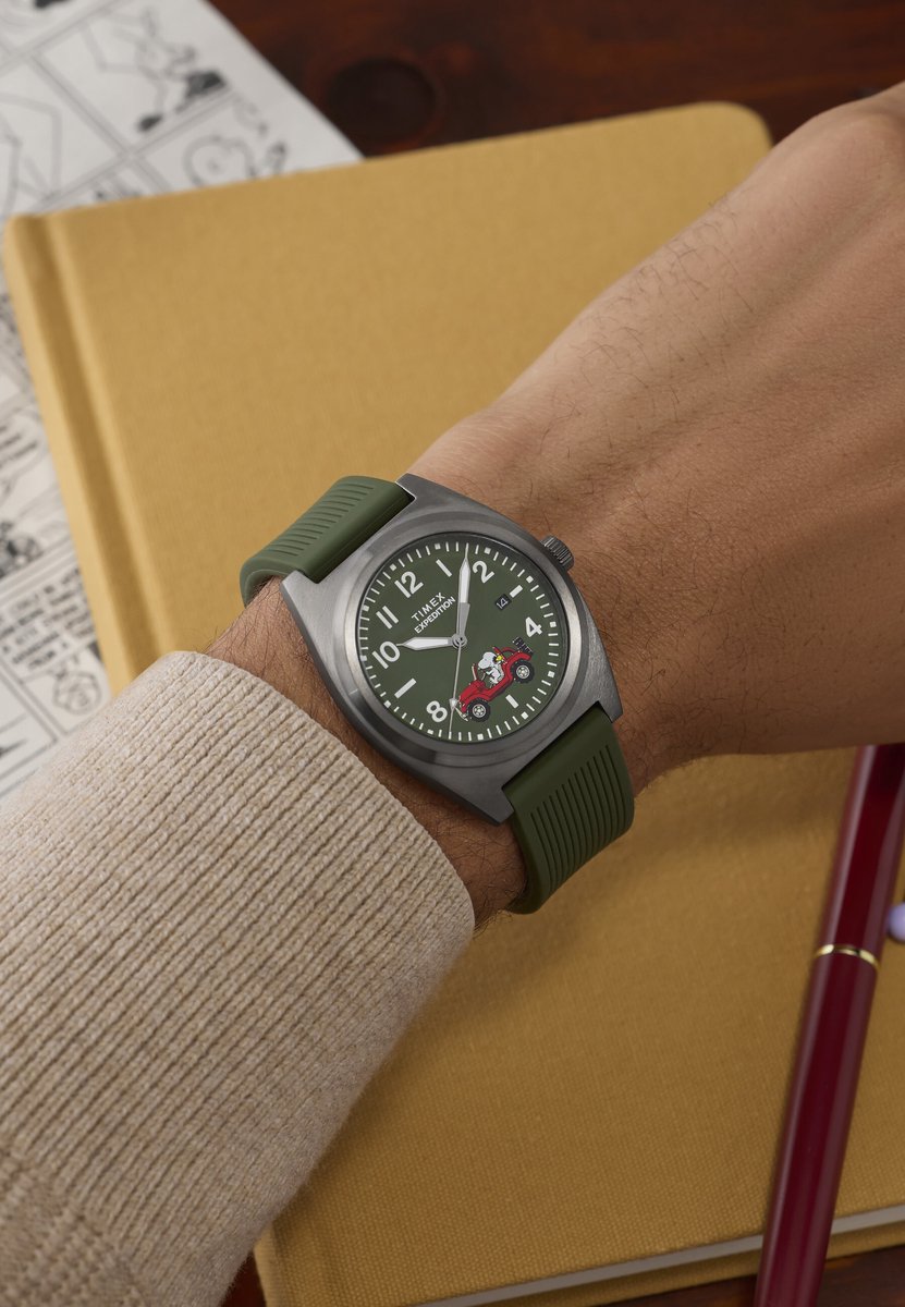Timex Timex X Peanuts Expedition Capstone Quartz Analoog Horloge Groen Kast: 100% Laag Lood Messing | Armband: 100% Siliconen 39 mm TW2Y52500AJ