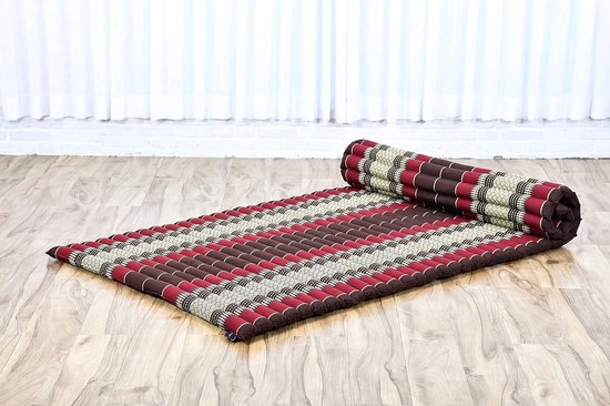 Opvouwbaar Matras - Japanse Futon Vloerbed - Ontspannen Slapen - Natuurlijke Kapok Vulling - 190x100x5 cm - Bruin Rood — afbeelding 5