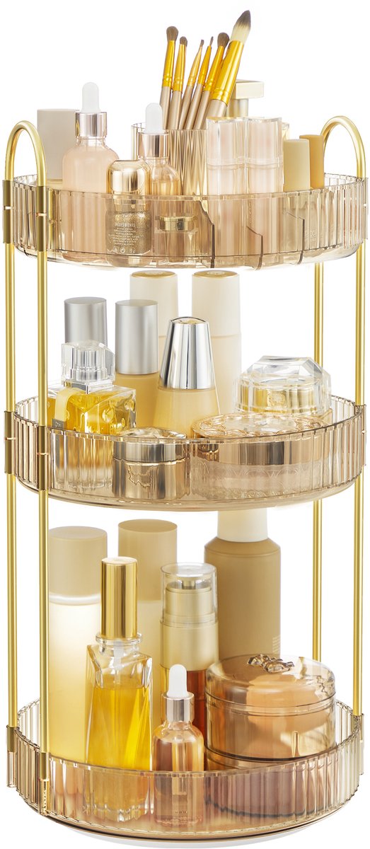 SONGMICS - Make Up Koffer - 3 Lagen - Aanpasbare Cosmetica Opberger voor Kaptafel