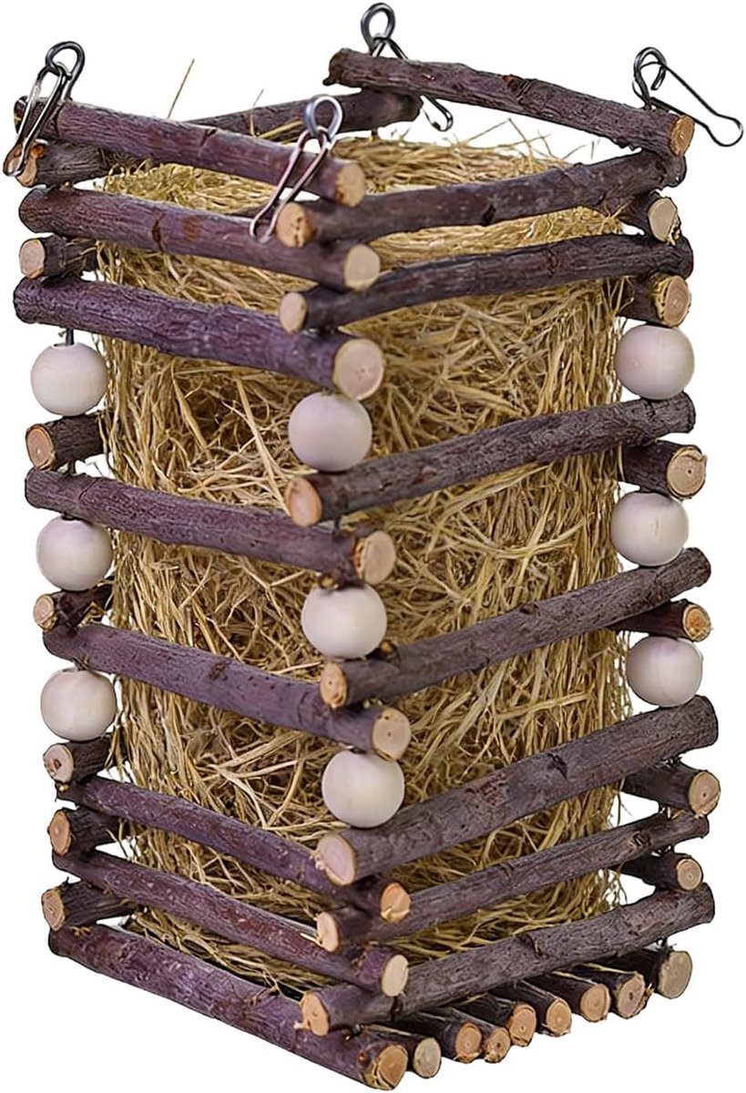 Houten Voerbak - Voerdispenser Kooi - Verrijking Dieren - Natuurlijk Materiaal - 10x19 cm