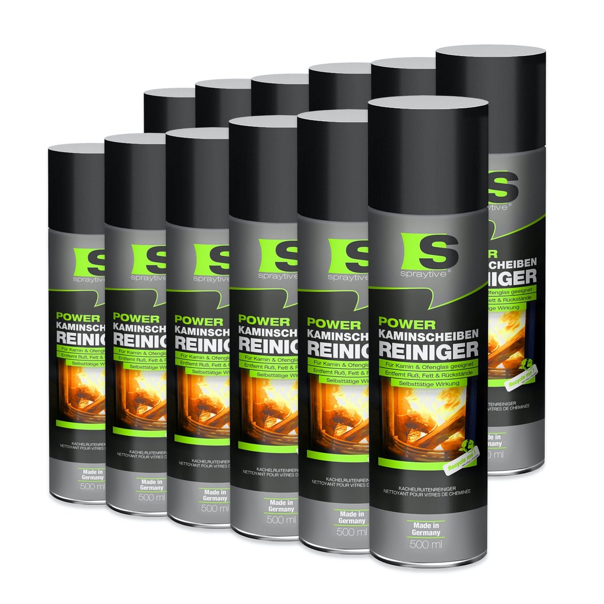Spraytive 12x 500ml kachelruit reiniger schuimreiniger voor haardglas verwijdert roet vet en aanslag zonder schrobben streeploos schoon