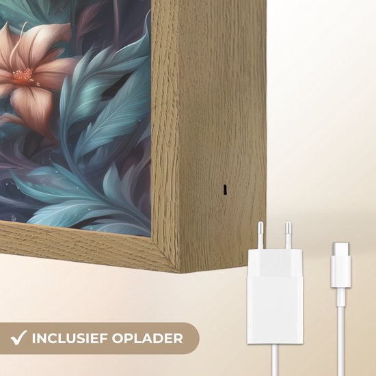 Nachtlampje 30x40 cm - Kinder lamp - Dolfijn - Vissen - Onderwaterwereld - Bloemen - Tafellamp kinderkamer draadloos - Slaapkamer lampje - Bedlamp kinderen - Kinderlampje - Wandlamp babykamer - Nachtlampjes van Merkloos — afbeelding 5