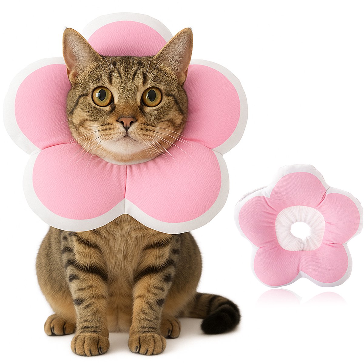 MAGICSHE Katten Halsband - Verstelbare Beschermkraag Kat - Zachte Kattenkraag Voor Nazorg - Herstelhalsband Voor Kittens En Kleine Honden Roze XS