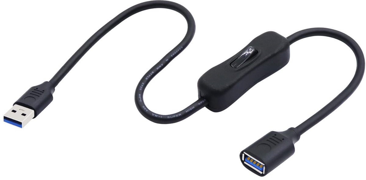 USB 3.0 Verlengkabel met Aan/Uit Schakelaar en 90 Graden Hoek