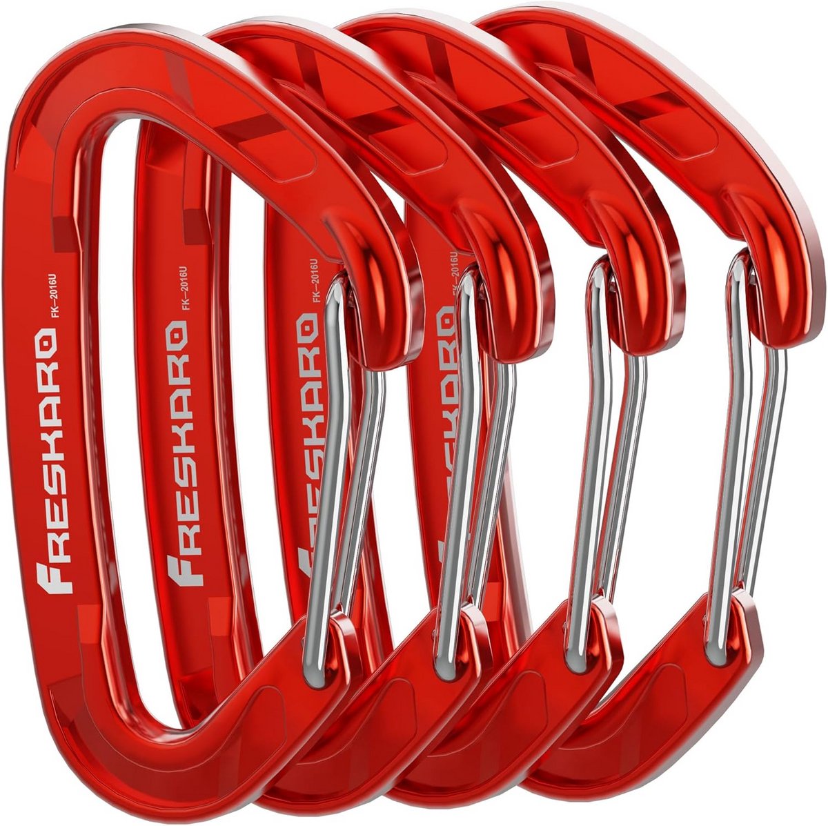 Set van 4 Robuuste Draadpoort Karabijnhaken 15kN Lichtgewicht EDC Clips voor Outdoor Activiteiten