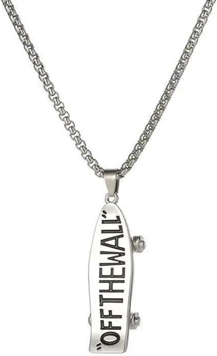 Stoere Skateboard Hanger Ketting Zilver Punk Stijl voor Dames en Heren