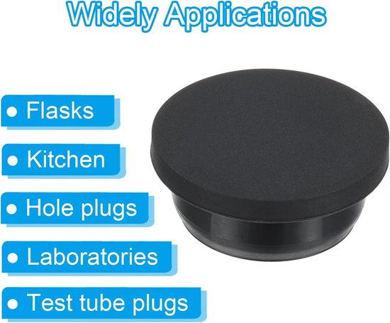 6x Ronde Siliconen Rubberen Gat- en Flessenpluggen voor Gatdiameter 27 mm - Zwart van Merkloos — afbeelding 5