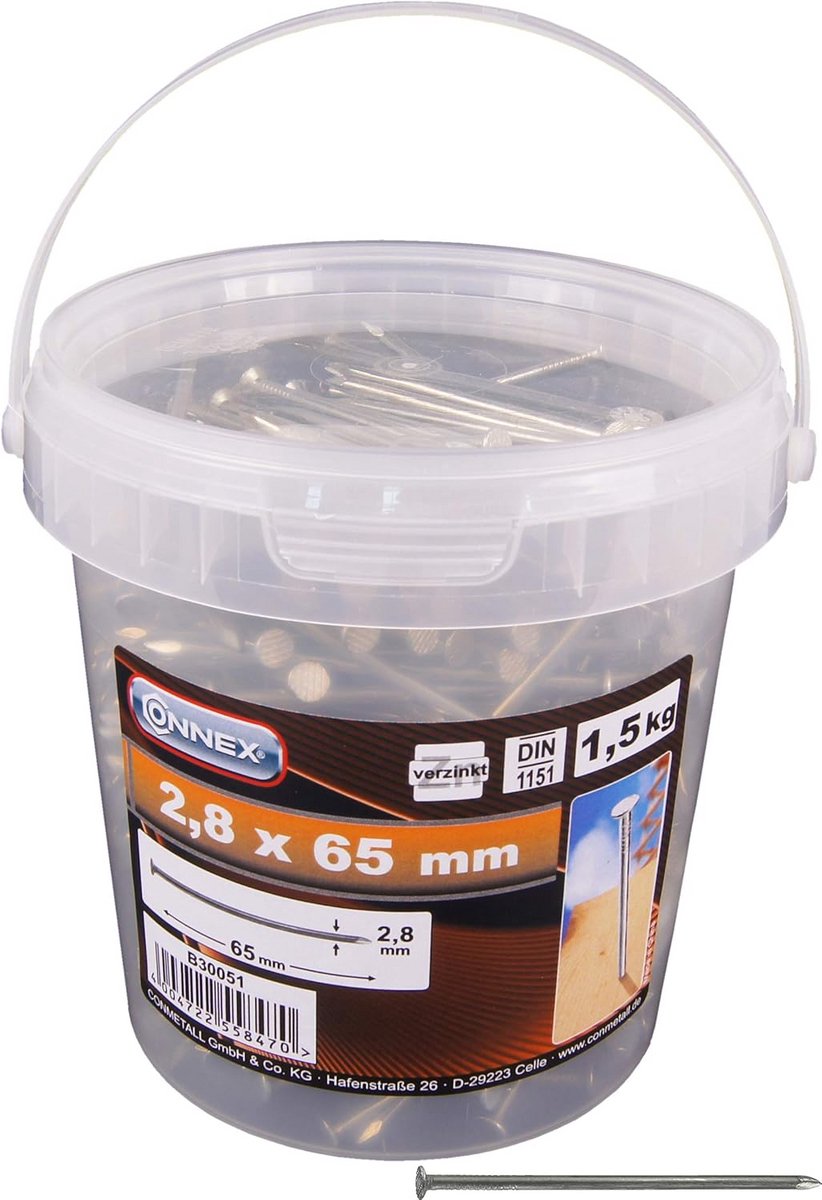 Grote verpakking 1,5 kg spijkers 55 mm lengte voor klussen