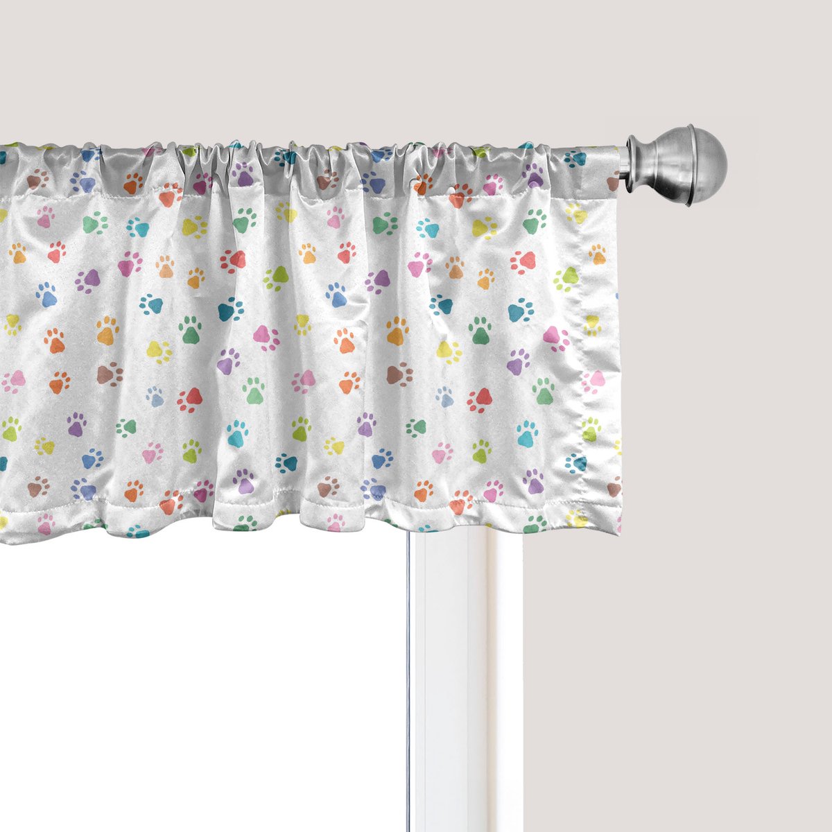 ABAKUHAUS Kattenraamvalletje, gordijnvalletje voor keuken- en slaapkamerdecoratie met tunnelzoom, 137 cm x 30 cm, meerkleurig
