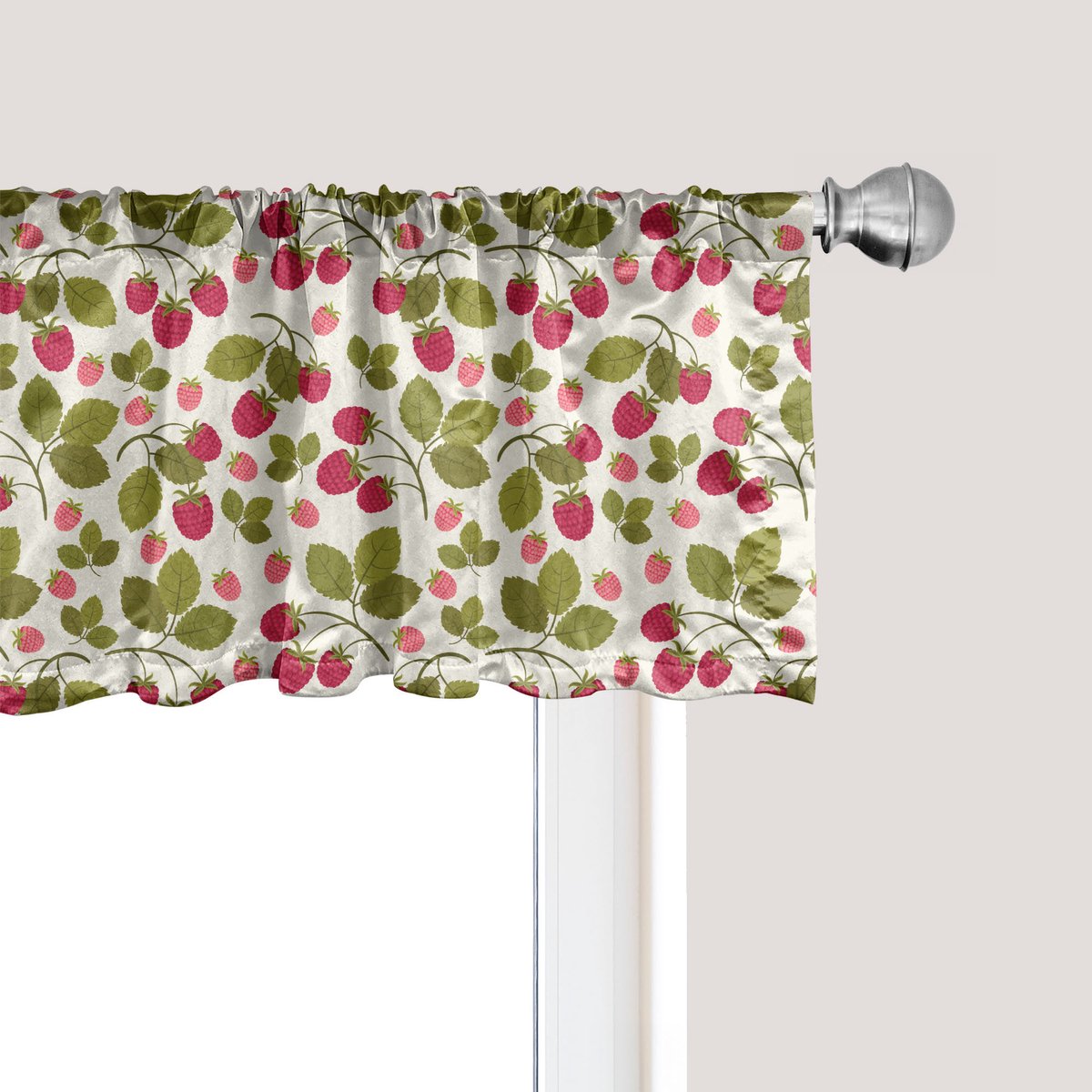 ABAKUHAUS Berry Raamvalletje, Gordijnvalletje voor keuken en slaapkamer met tunnelzoom, 137 cm x 30 cm, Roze Hert