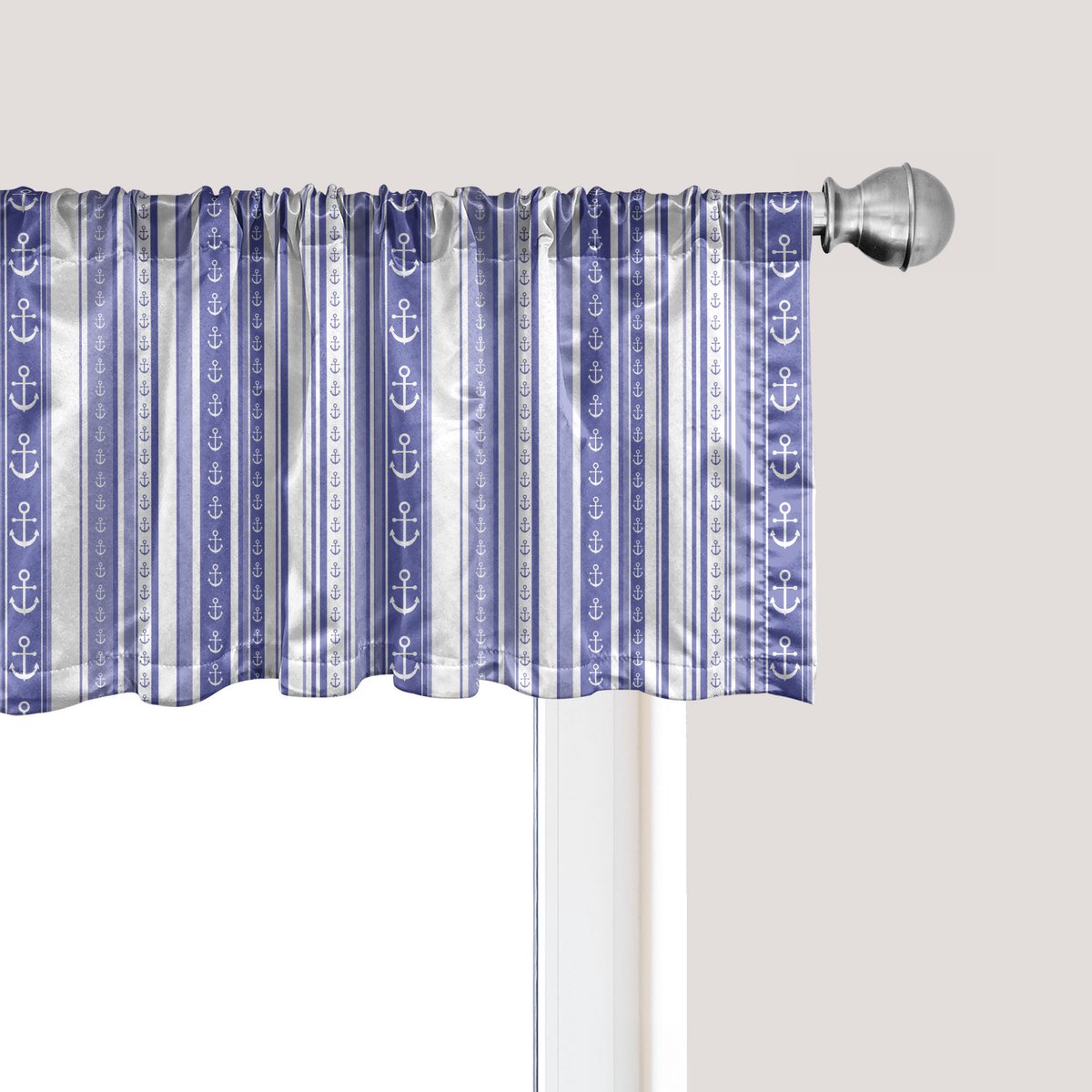 ABAKUHAUS Gestreept raamvalletje, gordijnvalletje voor keuken en slaapkamer met tunnelzoom, 137 cm x 30 cm, paars