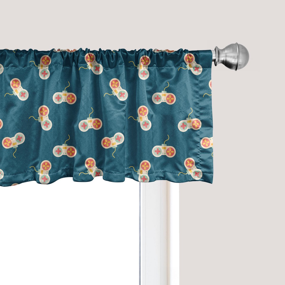 ABAKUHAUS Gaming Raamvalletje, Gordijnvalletje voor Keuken en Slaapkamer met Tunnelzoom, 137 cm x 45 cm, Petrolblauw Multicolor