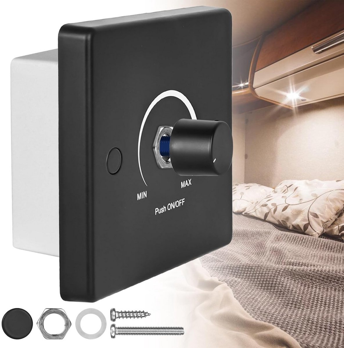LED Dimmer Schakelaar DC 12-24V voor Verlichting in Camper, Boot en Vrachtwagen