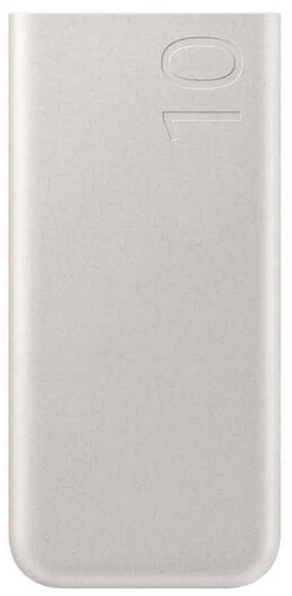 Lichtgrijze powerbank met een subtiel reliëf "10".