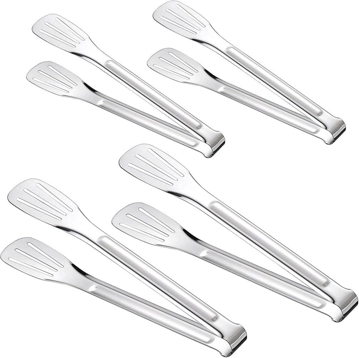 RVS Serveertang Set (4 Stuks) - 7 en 9 Inch Buffet Tangen voor Salade, Serveren en BBQ