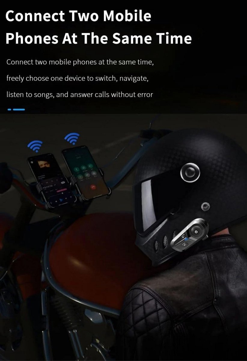 Bluetooth Headset voor Motorhelm met Handsfree Bellen en Muziekbediening thumbnail 6