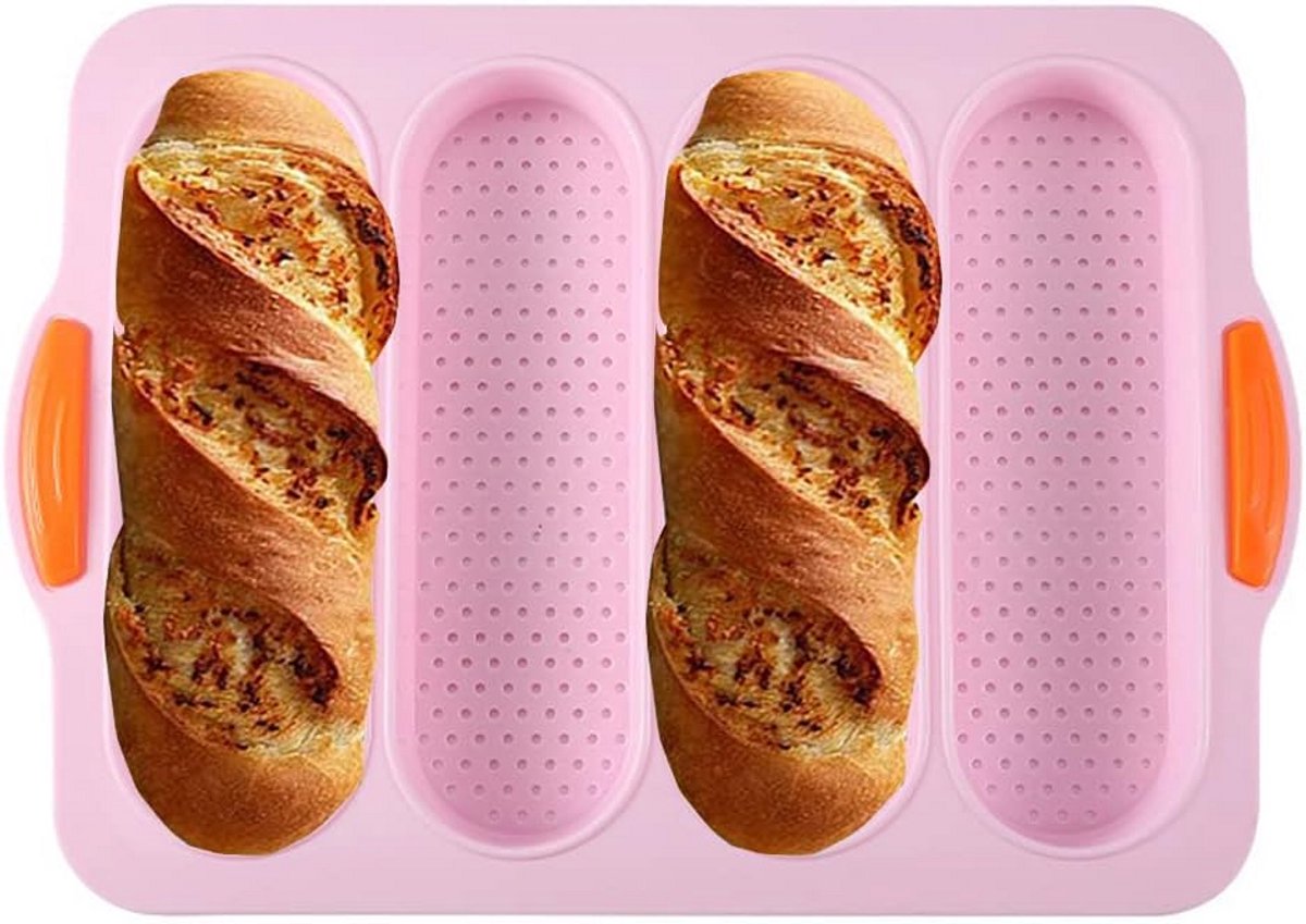 Siliconen Brood Bakvorm 4 Slots met Antiaanbaklaag en Ventilatiegaten - Ovenbestendig