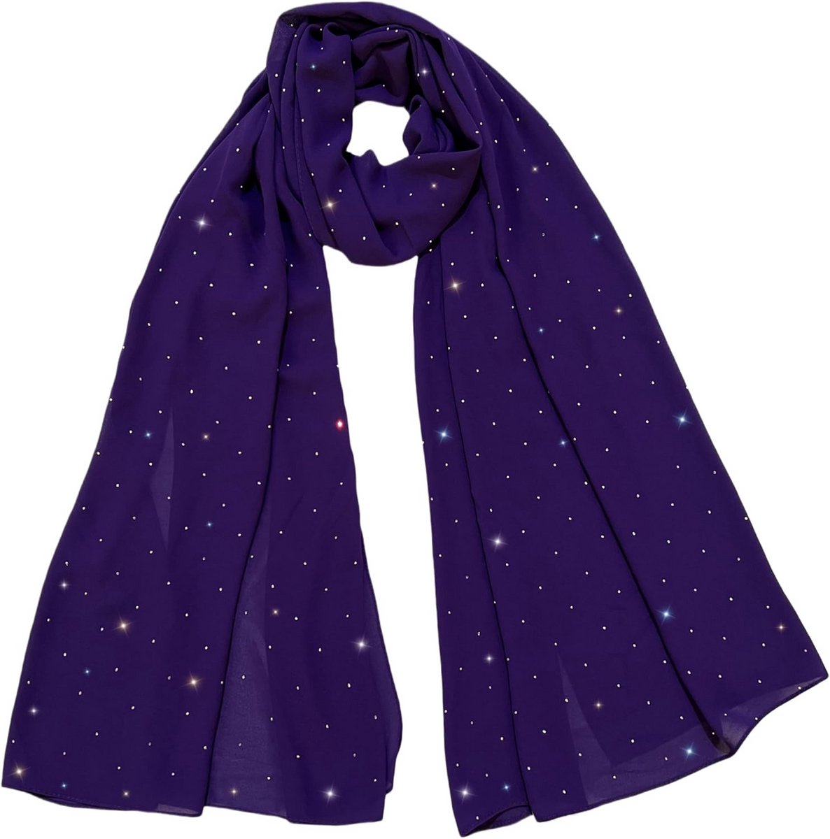 Elegante Chiffon Hijab Sjaal Dames met Strass Decoratie | Luchtig en Stijlvol