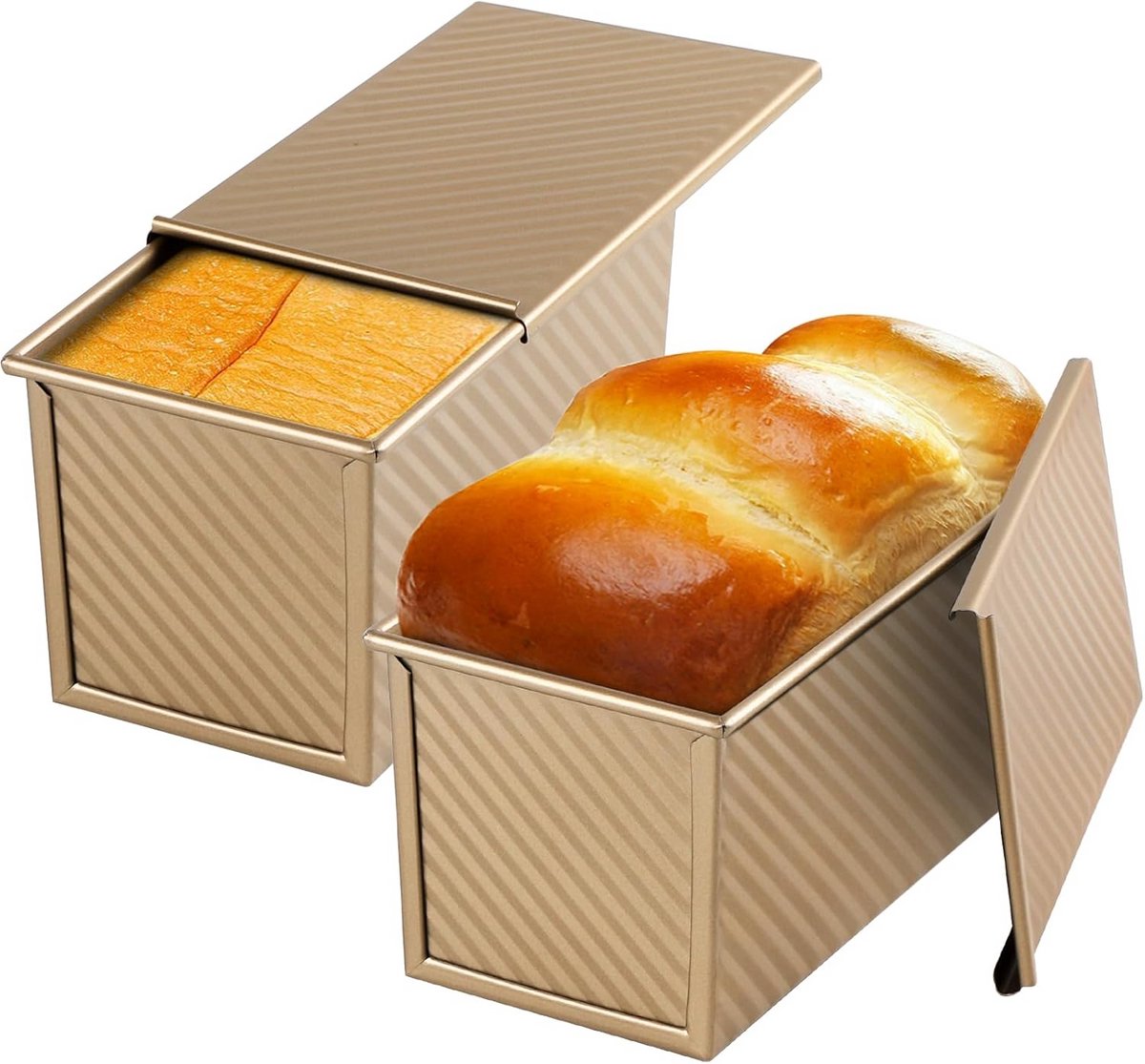 Bakvormen voor Brood, 2 Stuks, Non-Stick met Deksel, Koolstofstaal