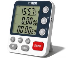 Ynkkvre -Dubbele digitale keukentimer - 3 kanalen voor koken - met alarm, groot display, magnetische achterkant - luide voedseltimer - Kookwekker - Time timer - Timer - Digitale afteltimer - voor multi-timingbehoeften