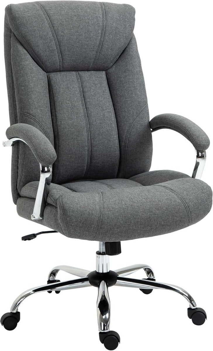 Ergonomische Bureaustoel Grijs met Kantelfunctie en Verstelbare Hoogte - Comfortabele Draaistoel