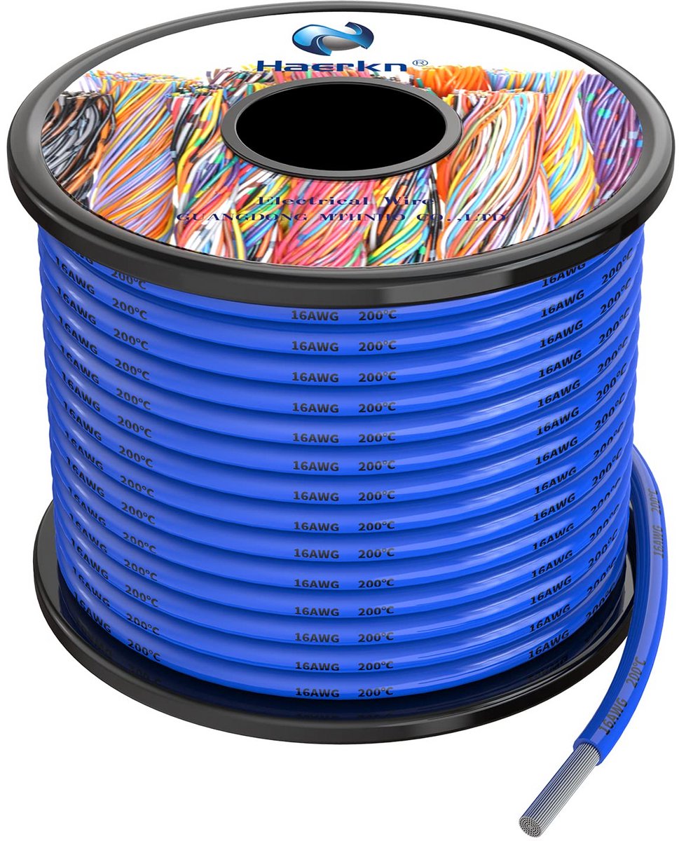 Flexibele Siliconen Elektrische Draadkabel 16 AWG 1,3mm² Blauw 15 Meter