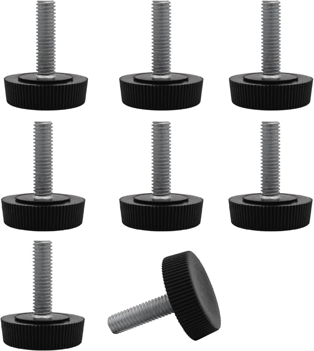 8x Verstelbare Meubelpoten M6 Set - Ronde Nivelleerdop voor Kasten en Tafels