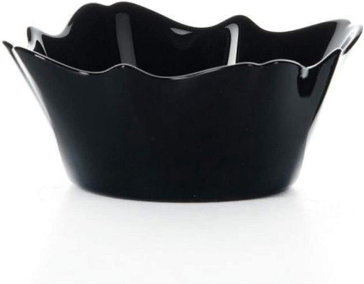 Set van 6 Vierkante Serveerschalen in Zwart Glas, 12 cm