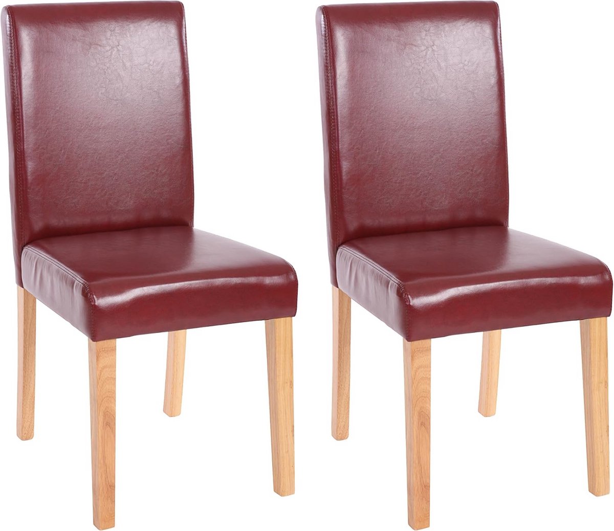 Set van 2 Eetkamerstoelen Kunstleer Roodbruin met Houten Poten