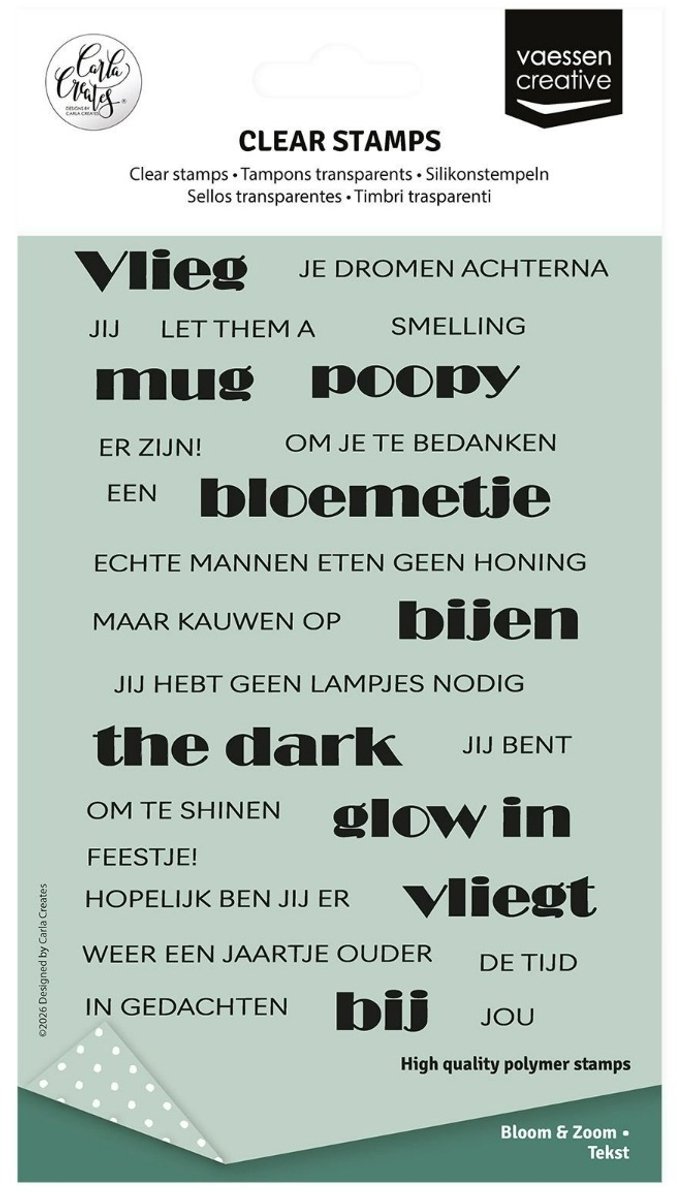Clearstamps Tekst Bloom & zoom - Carla Creates