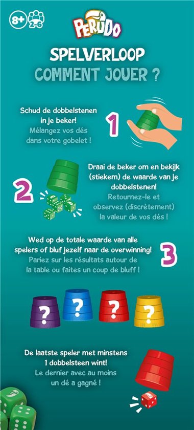 Zygomatic Board Game Studio Perudo - Dobbelsteen blufspel met bekers - 2-6 spelers