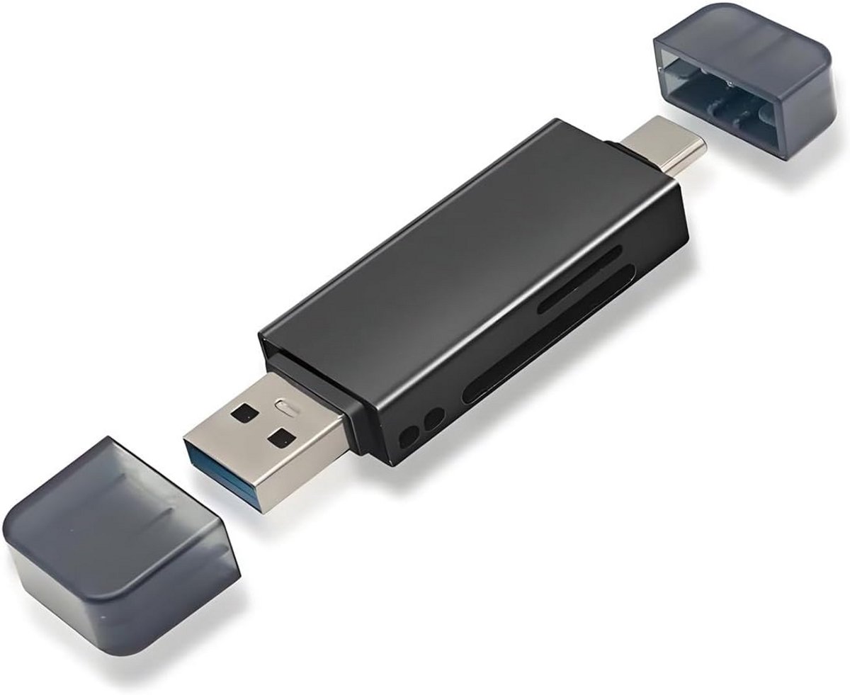 2-in-1 USB-C & USB-A SD en Micro SD Kaartlezer voor Laptop, Telefoon en Camera