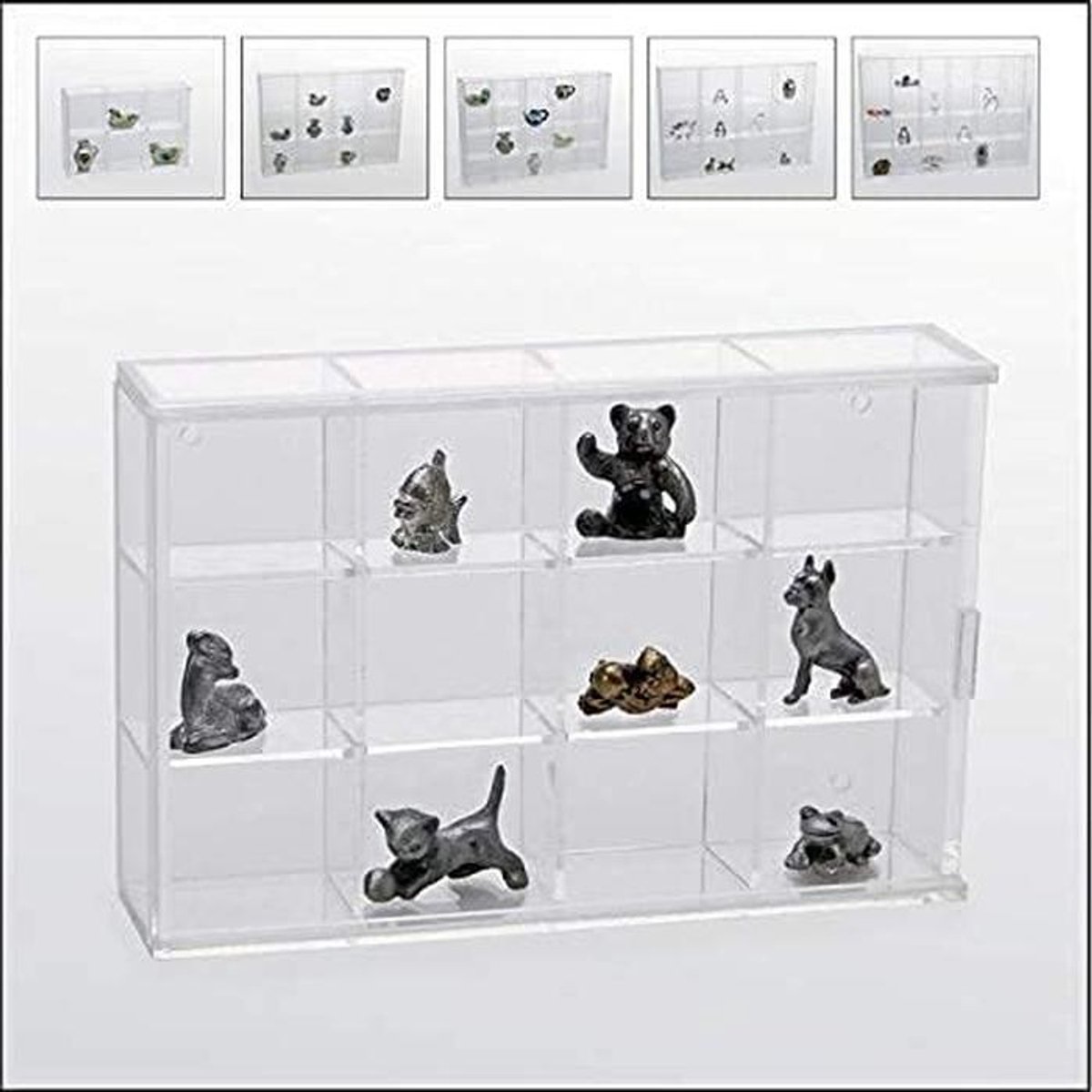Kleine Vitrine van Acrylglas met Schuifdeur en 12 Vakken