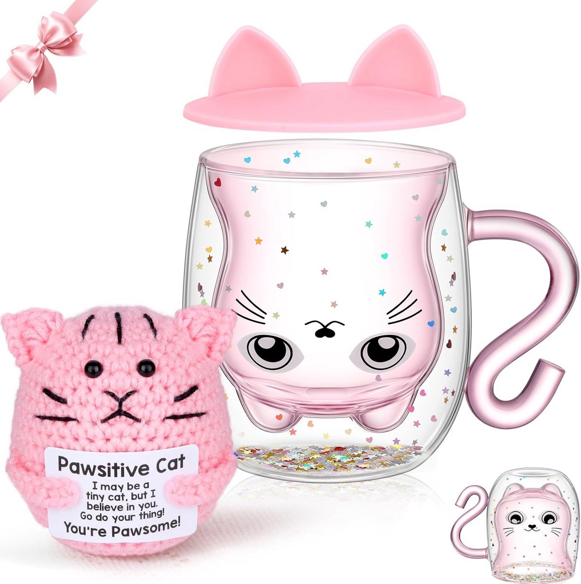 Dubbelwandige Koffiekopjes Set met Kattenthema Cadeau