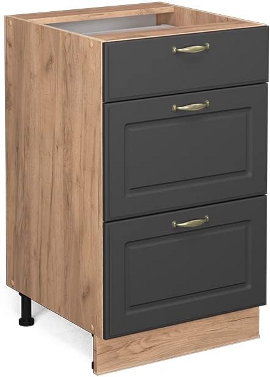 Ladeonderkast Keuken Anthraciet & Goud 50 cm Modulair Systeem