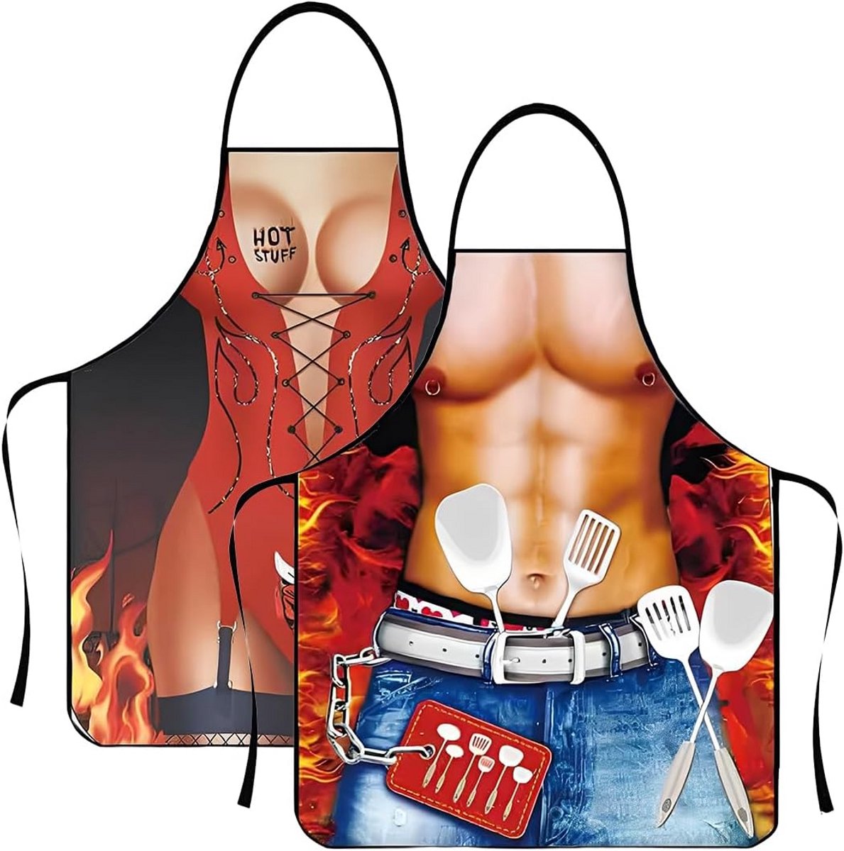 Grappige Keukenschorten Set voor Koppels - Sexy BBQ en Feest Thema