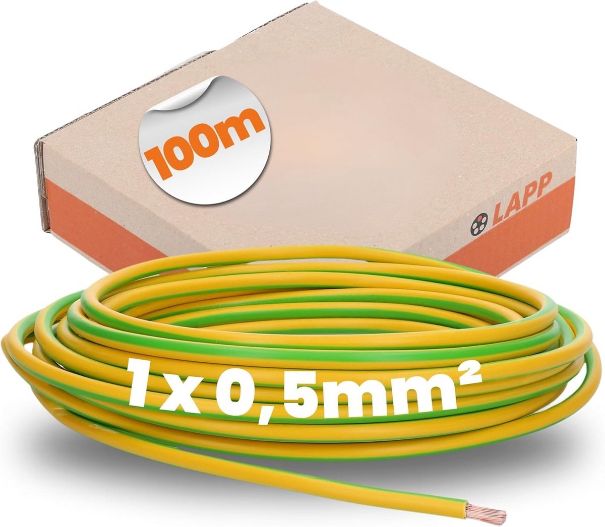 Flexibele Installatiekabel 1x0.5mm2 Groen/Geel op Rol 100 Meter
