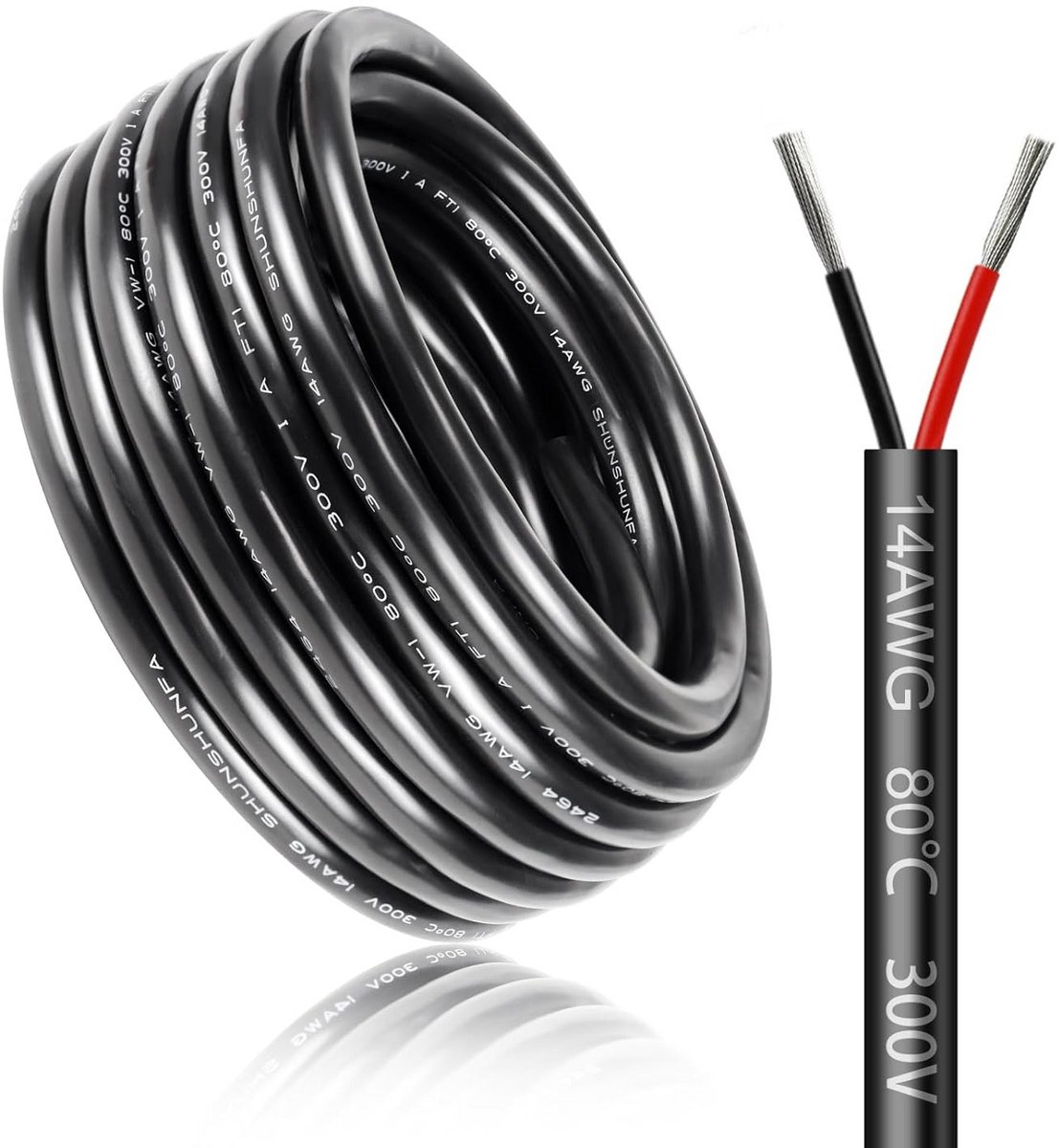 Elektrische kabel 5 meter 14 AWG 2-aderig, flexibel en hittebestendig