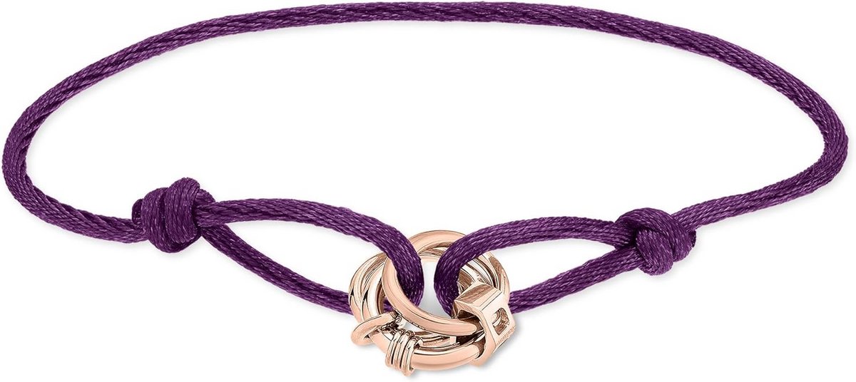 Stoffen Armband voor Dames met Roségoudkleurige Stalen Hangers