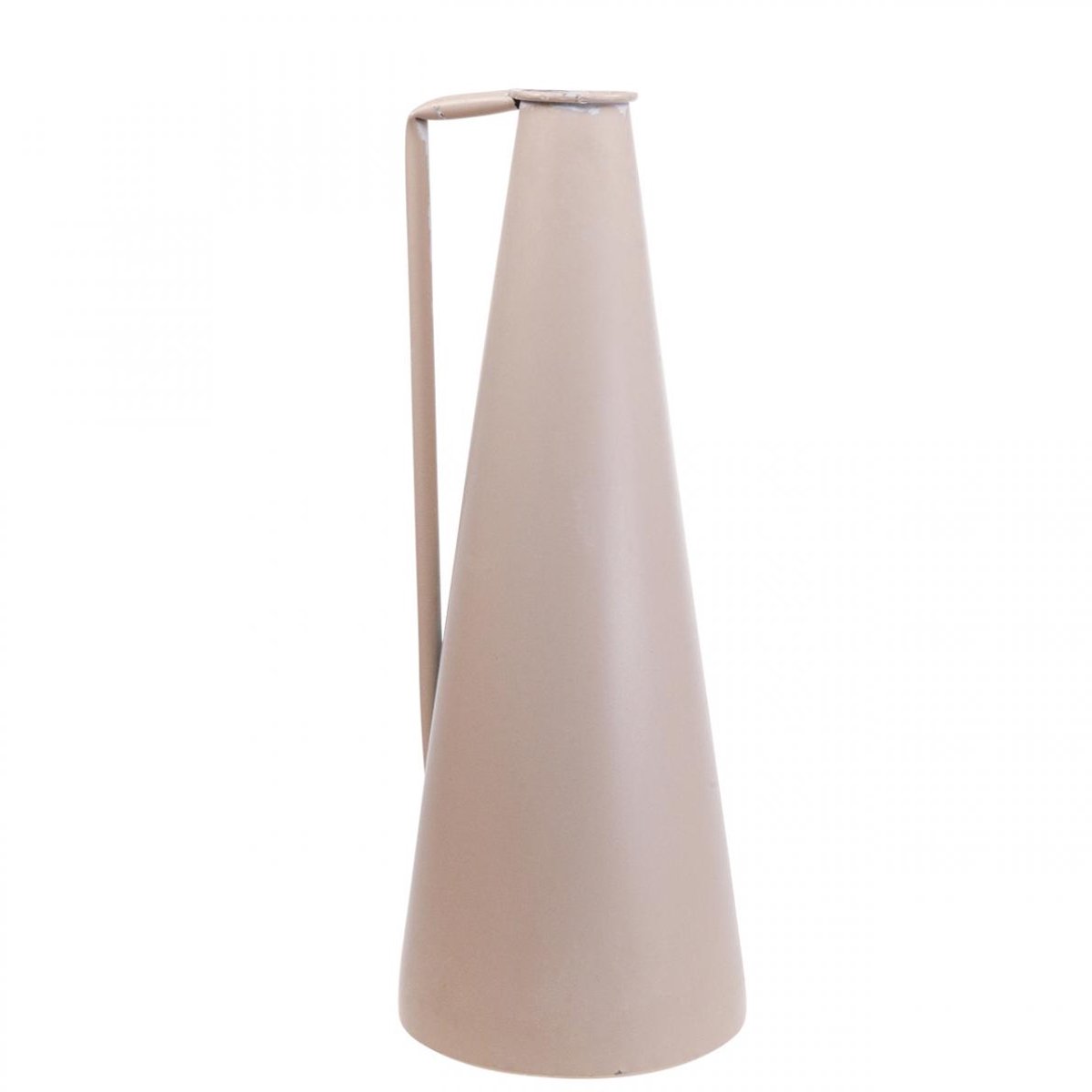 Decoratieve metalen vaas, sierkan, roze, conisch, vintage bloemenvaas,