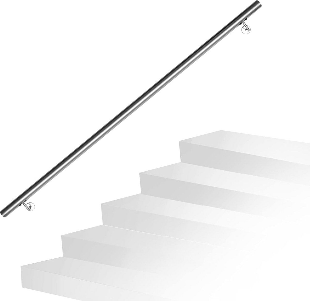 RVS Trapleuning 150 cm met Wandsteunen en Schroeven - Binnen en Buiten