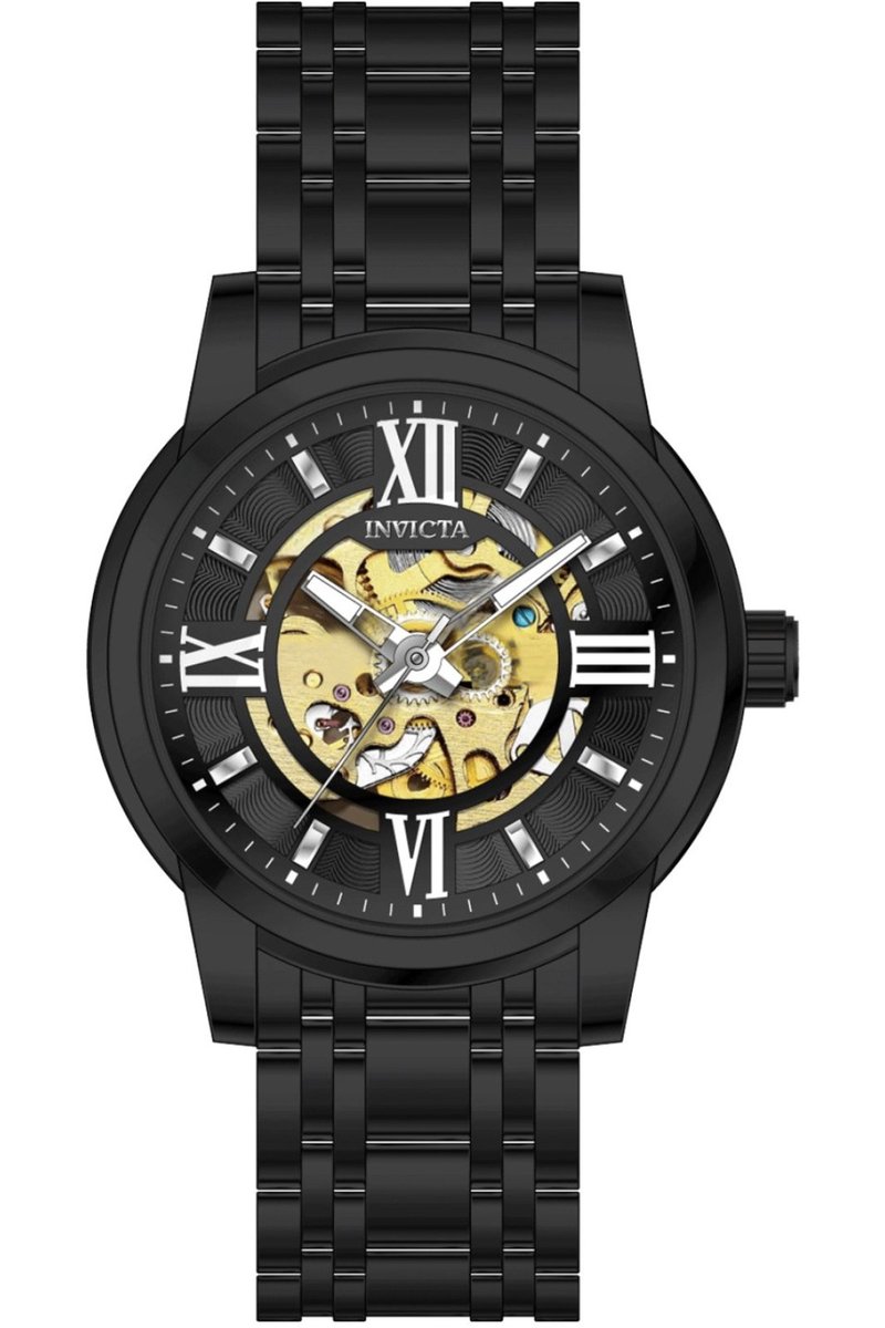 Invicta Objet D Art 69507 Heren Horloge - Waterdicht - Analoog - Automatisch Uurwerk - Roestvrij Staal met zwarte Wijzerplaat - 41mm