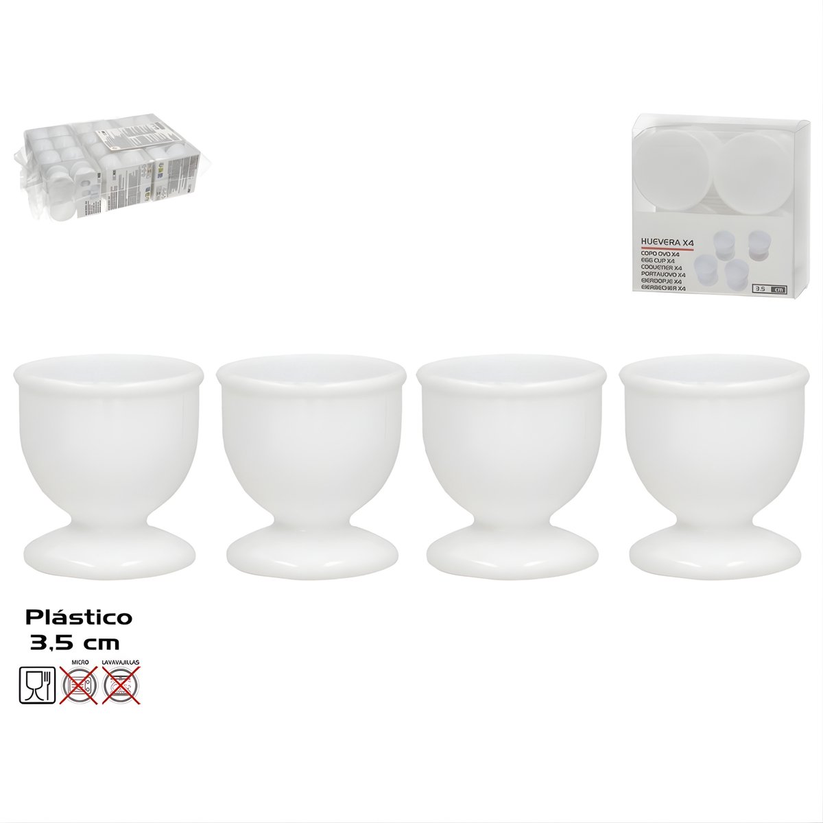 Gerimport Eierdopjes - 4x stuks - wit - kunststof - 4 x 5 cm - voor ontbijt /brunch / Pasen — cadeau in Cadeau-ideeën - foto 4