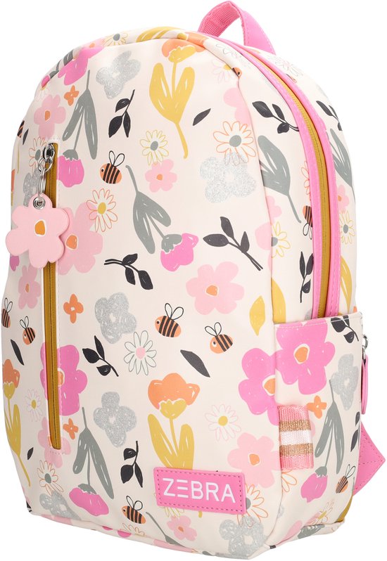 Zebra Trends Lily Rugzak - Meiden - Schooltas - Kinderrugzak - Flessenhouders - Girls - School - Rugtas - Bloemetjes & bijtjes