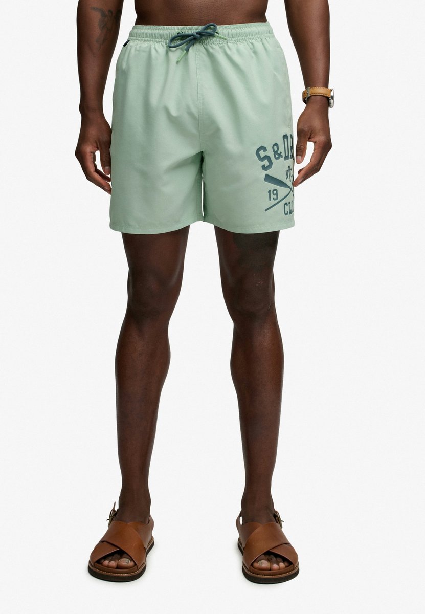 Superdry Heren Bedrukte Logo Zwembroeken Groen