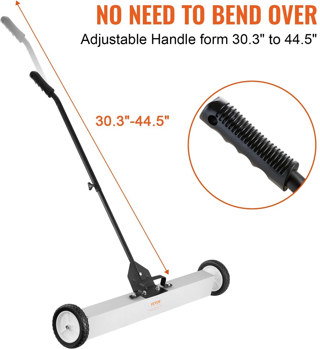 NordHaus Magnetische Veegmachine - Magnetische Bezem - 74,5 cm Breedte - Telescopische Steel tot 129 cm - 26 kg Magneetkracht
