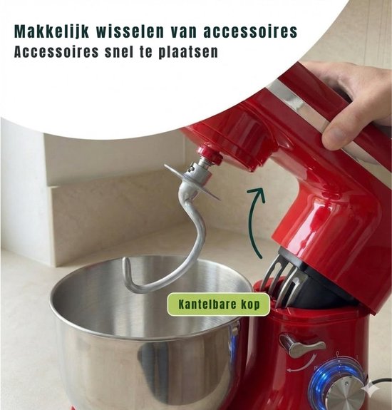 RONN® Mixer met mengkom - Mixer - Mixer met mengkom keukenmachine - Rood - ‎39cm x 24cm x 31cm van Merkloos — afbeelding 3